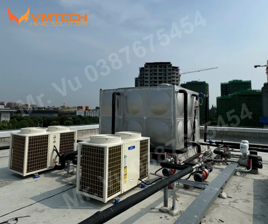 HÌNH 1: HỆ THỐNG BƠM NHIỆT NƯỚC NÓNG CỦA NHÀ VMTECH