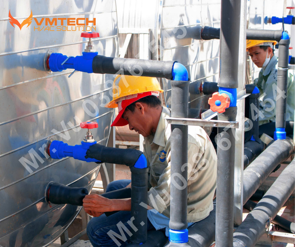 HÌNH 1: HỆ THỐNG BƠM NHIỆT NƯỚC NÓNG CHO KHÁCH SẠN 20 TẦNG CỦA VMTECH